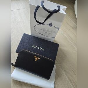 PRADA zip around wallet black